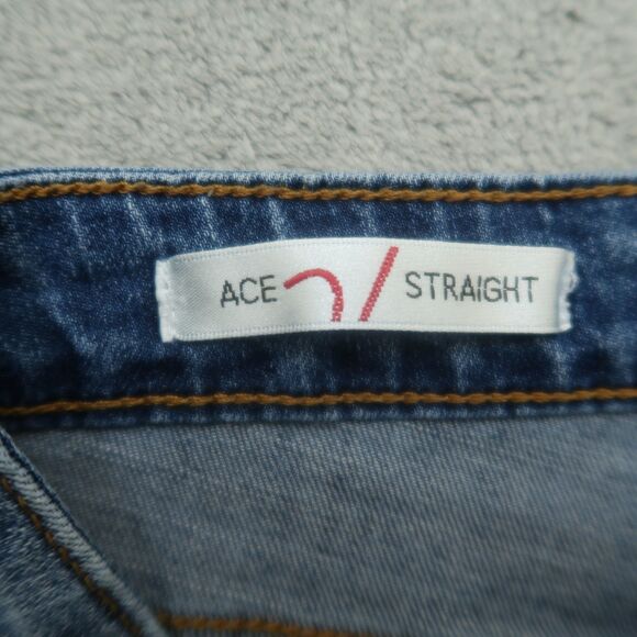 VIGOSS Jeans Women's Size 27 Blue Mid-Rise Ace Straight Denim 30" Inseam Destroy - Picture 11 of 16